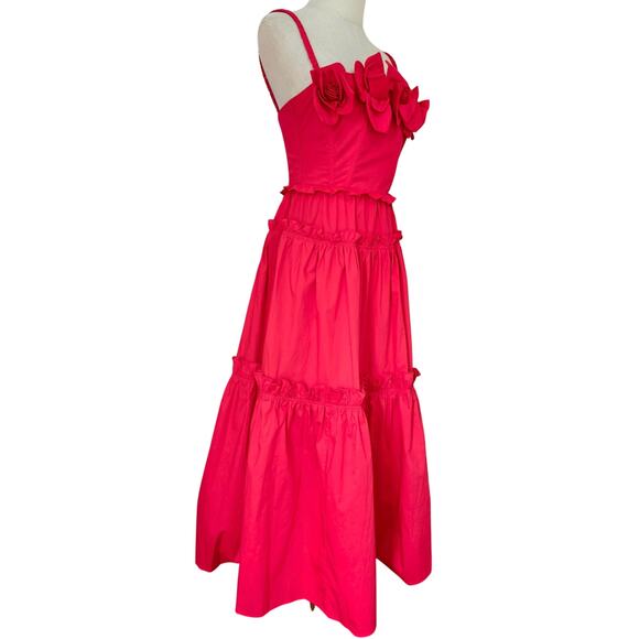 Aknvas Rach Rosette Cotton Midi-Dress US 2 - Picture 8 of 10